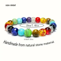 ARDLOR Artificial Beaded Seven Chakra Energy Stone Elasticated Bracelet image 2
