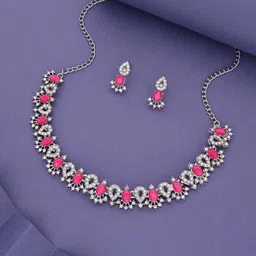Anouk Silver-Plated American Diamonds Studded Jewellery Set-picture-35