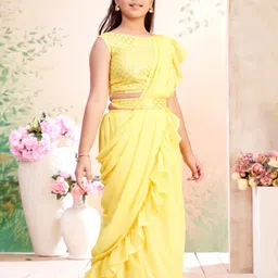 Sangria Girls Embellished Ready to Wear Lehenga Saree With Attachable Dupatta image 5