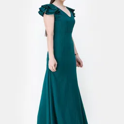 BAESD Flutter Sleeve Ruffled Scuba Maxi Dress image 2