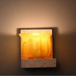 1ST TIME Yellow & Yellow Textured Wood Contemporary Abstract Shaped Shaped Wall Lamp image 4