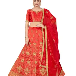 Maroosh Embellished Thread Work Unstitched Lehenga & Blouse With Dupatta-picture-26