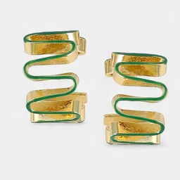 SOHI Gold-Plated Enamel-Coil Hoop Earrings image 3