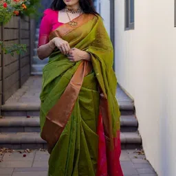 THE AQUARIUS Woven Design Zari Silk Blend Handloom Saree image 4