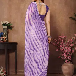 V3 FASHION STUDIO Striped Printed Georgette Saree With Blouse image 4