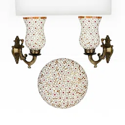 SOMIL White & Gold-Toned 3 Pieces Textured Wall & Ceiling Lamps-picture-25