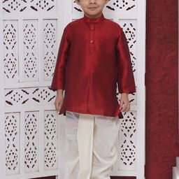 Sethukrishna Boys Regular Dupion Silk Kurta with Dhoti Pants-picture-44