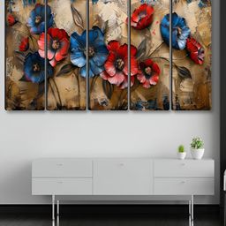 Myntra Elegant Homes Brown & Blue 5 Piece Floral And Botanical Canvas Wall Art-picture-40