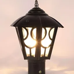 KINIS Black & White Modern Shaped Weatherproof & Rust-Resistant Outdoor Pole Lamp image 4
