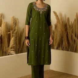 Anouk Women Embroidered Regular Kurta with Trousers & Dupatta-picture-25