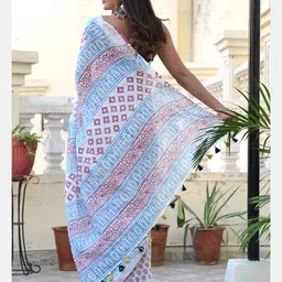 shivanya  handicrafts Shivanya Handicrafts Floral Block Print Saree image 3
