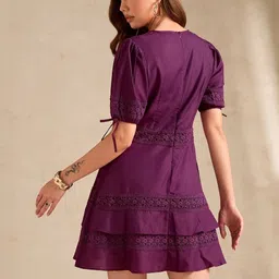 Outzidr Puff Sleeve Fit & Flare Mini Dress image 4