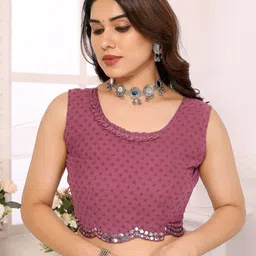 Nirmohi Fashion Floral Mirror Work Pure Georgette Saree image 2