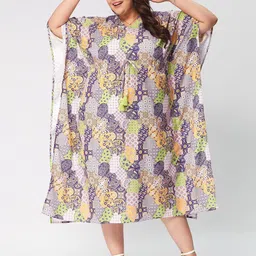 Big Hello - The Plus Life Floral Print Kaftan Midi Dress image 1
