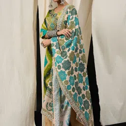 Anouk Floral Embroidered Straight Kurta With Palazzo And Dupatta image 5