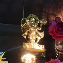 DARIDRA BHANJAN Gold-Toned Hanuman Ji Religious Idol Showpiece image 4