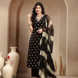 Stylum Women Floral Printed & Embroidered Rayon A-Line Kurta With Dupatta-picture-36