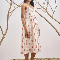 Vara By Vishudh Women Floral Printed A-Line Midi Dress image 2