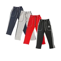 IndiCrafts Boys Set Of 4 Solid Cotton Track Pants-picture-43