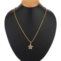 Desai Unisex Crystals Studded Star Shaped Pendant With Chain image 3