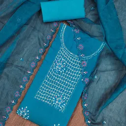 SAINOOR Embroidered Pure Silk Semi-Stitched Dress Material-picture-27