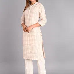 The Hope Women Regular Thread Work Pure Cotton Kurta with Trousers & With Dupatta image 3