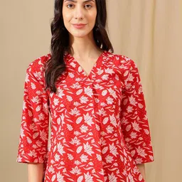 HERE&NOW Women Ethnic Motifs Printed Cotton Regular Top image 2