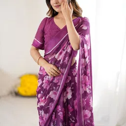 Moksha Trends Floral Organza Designer Banarasi Saree image 5