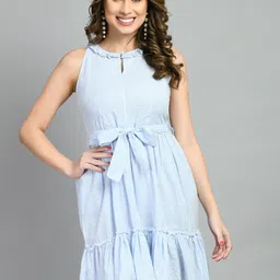 fuchsia PRETTY LOVING THING Striped Halter Neck A-Line Dress-picture-18