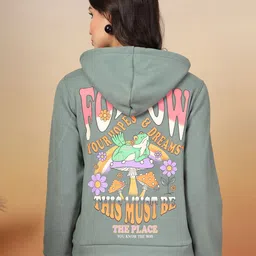 Thirty Threads Women Printed Hooded Zipper Sweatshirt-picture-34