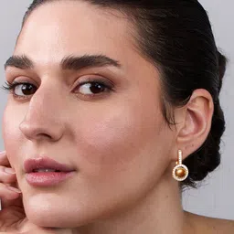 MINUTIAE Gold-Plated Stones Studded And Pearls Beaded Spherical Hoop Earrings image 5