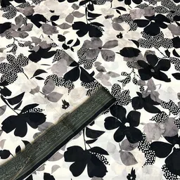 J 6 DESIGNER Floral Printed Zari Saree image 2