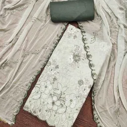 KIMISHA Floral Printed Thread Work Unstitched Dress Material-picture-29