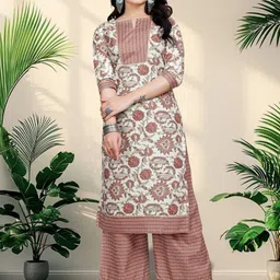 ZELZIS Women Ethnic Motifs Printed Regular Pure Cotton Kurta with Palazzos-picture-29