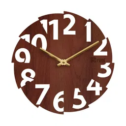12 fox Coffee Brown & White Contemporary Wooden Round Shaped Wall Clock-picture-35