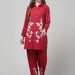 Bright Nex Printed Shirt Collar Neck Shirt With Trousers Co-Ords-image-23