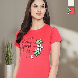 Tromko Women Pack of 3 Floral Printed Round Neck Cotton T-shirts-picture-47