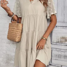 Outzidr Women Embroidered Cotton Fit and Flare Dress-image-9