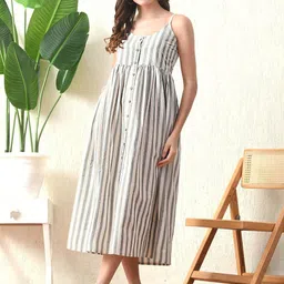DECKEDUP Striped A-Line Midi Dress-picture-5