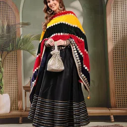 Clora Creation Embroidered Velvet Dupatta with Gotta Patti image 4