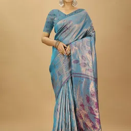 DIVASTRI Woven Design Silk Blend Banarasi Saree-picture-34