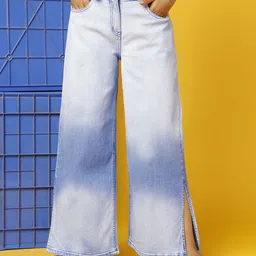 TALES & STORIES Girls Wide Leg High-Rise Light Fade Stretchable Jeans-picture-20