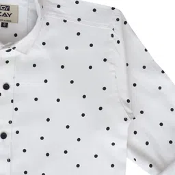 CAY Boys Standard Fit Polka Dots Printed Spread Collar Cotton Casual Shirt image 3