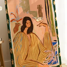 ASIAN MONK Multicoloured Single Piece Wood Floral and Botanical Wall Paintings image 2