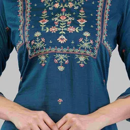 JIDI FASHION Women Floral Embroidered Kurta with Sharara & Dupatta image 3