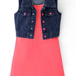 Hola Bonita Polka Dot Print Denim Peplum Dress image 2