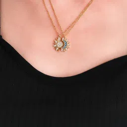 CARIA Sun & Moon Couple Pendant Necklace - Dual-Tone Sparkling Love Charms Set-picture-16