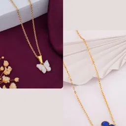 SZN Women Set of 2 Gold-Plated Quirky Pendants with Chains-image-31