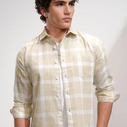 HIGHLANDER Men Slim Fit Spread Collar Tartan Checked Casual Shirt-picture-38