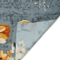 ROSARA HOME Grey & Yellow Floral Printed Cotton 180 TC Queen Bedsheet Set image 4